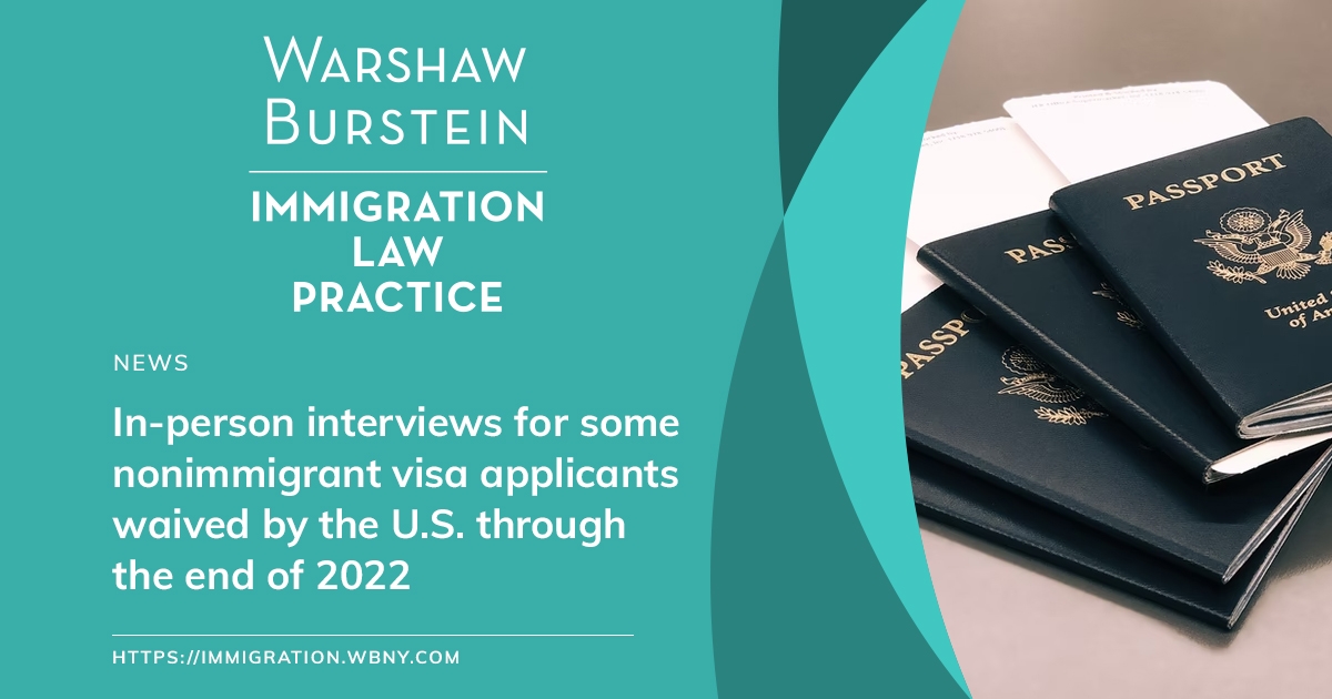 Immigration And Nationality Law | Warshaw Burstein LLP | U.S ...